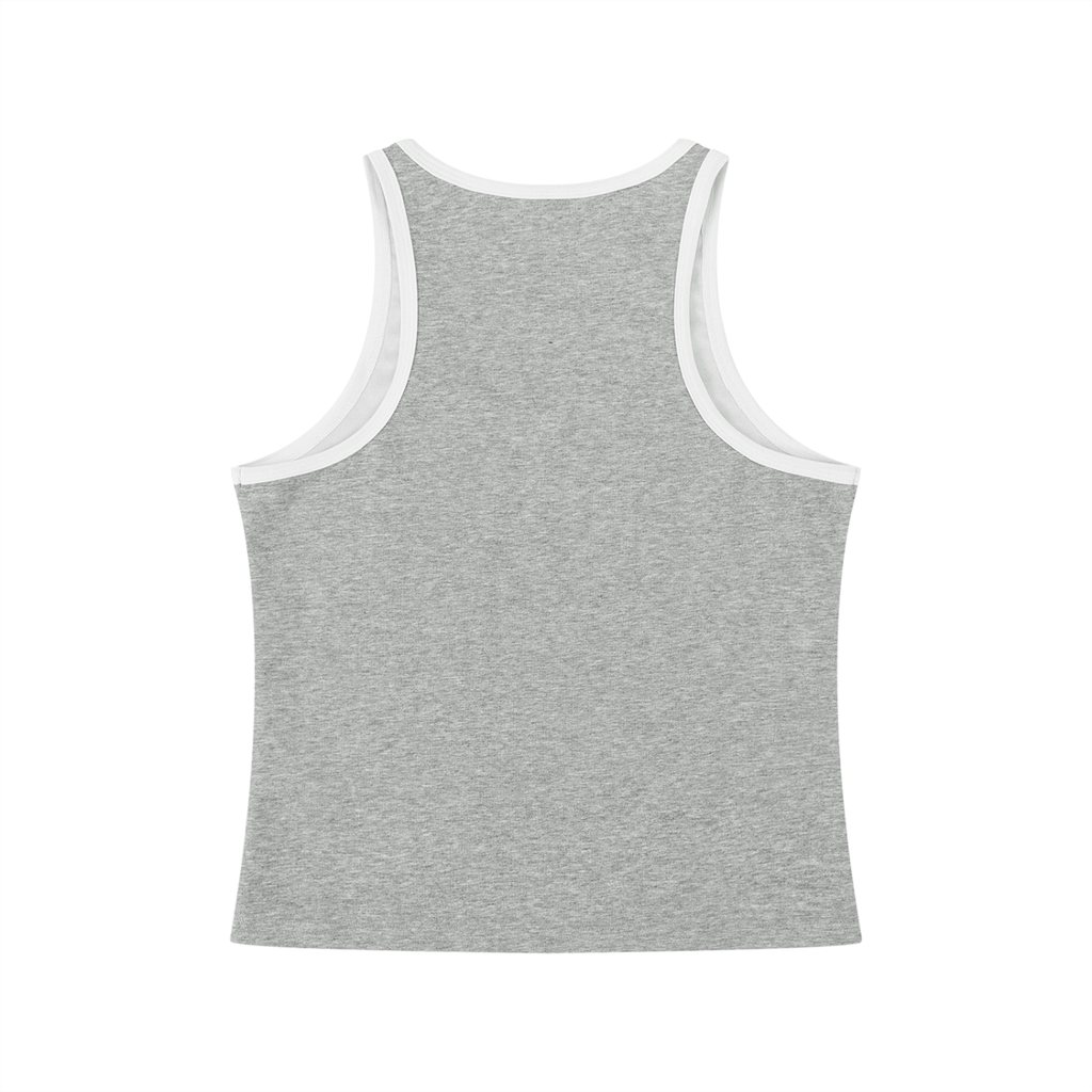 Color block cropped tank top by RAREBINO featuring bold color sections and a fitted sleeveless design.
