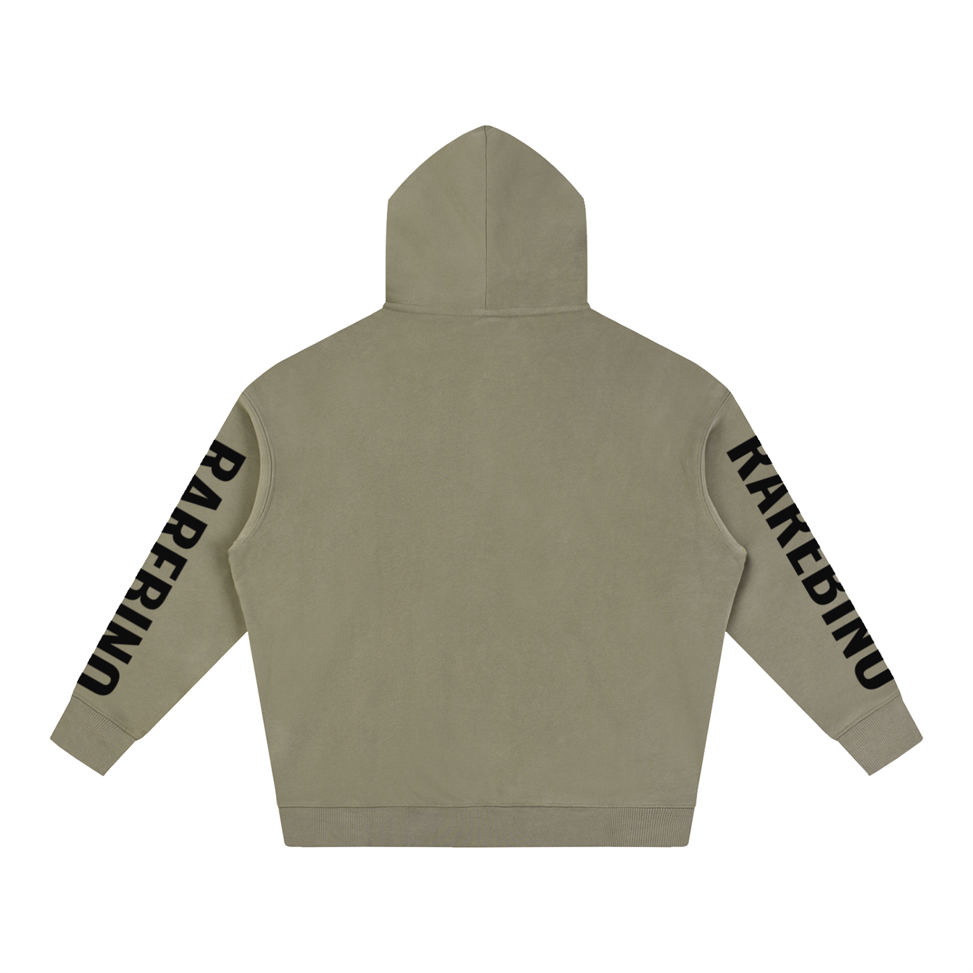Gray oversized fleeced hoodie by RAREBINO featuring a relaxed fit and soft fleece material, displayed on a hanger.
