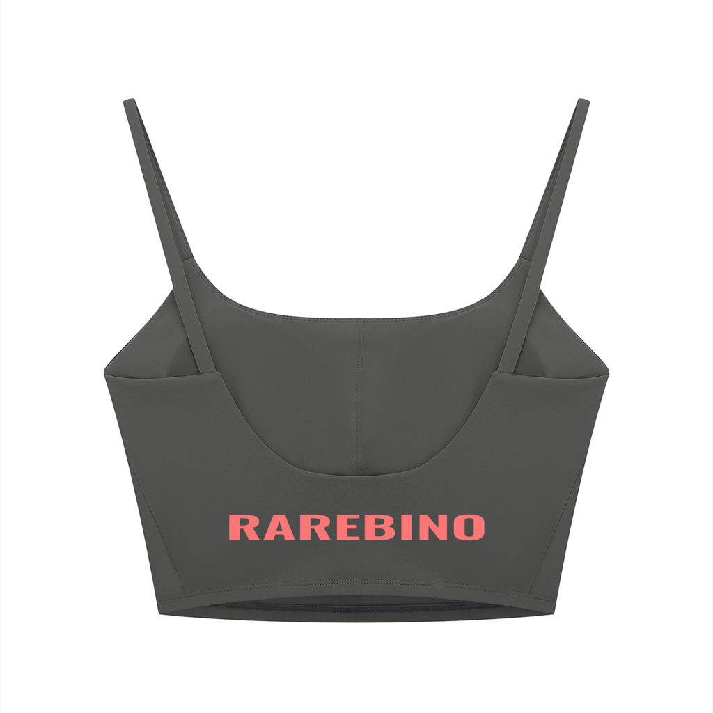 Women's solid color sports bra by RAREBINO, featuring a comfortable fit and sleek design, shown in the image.