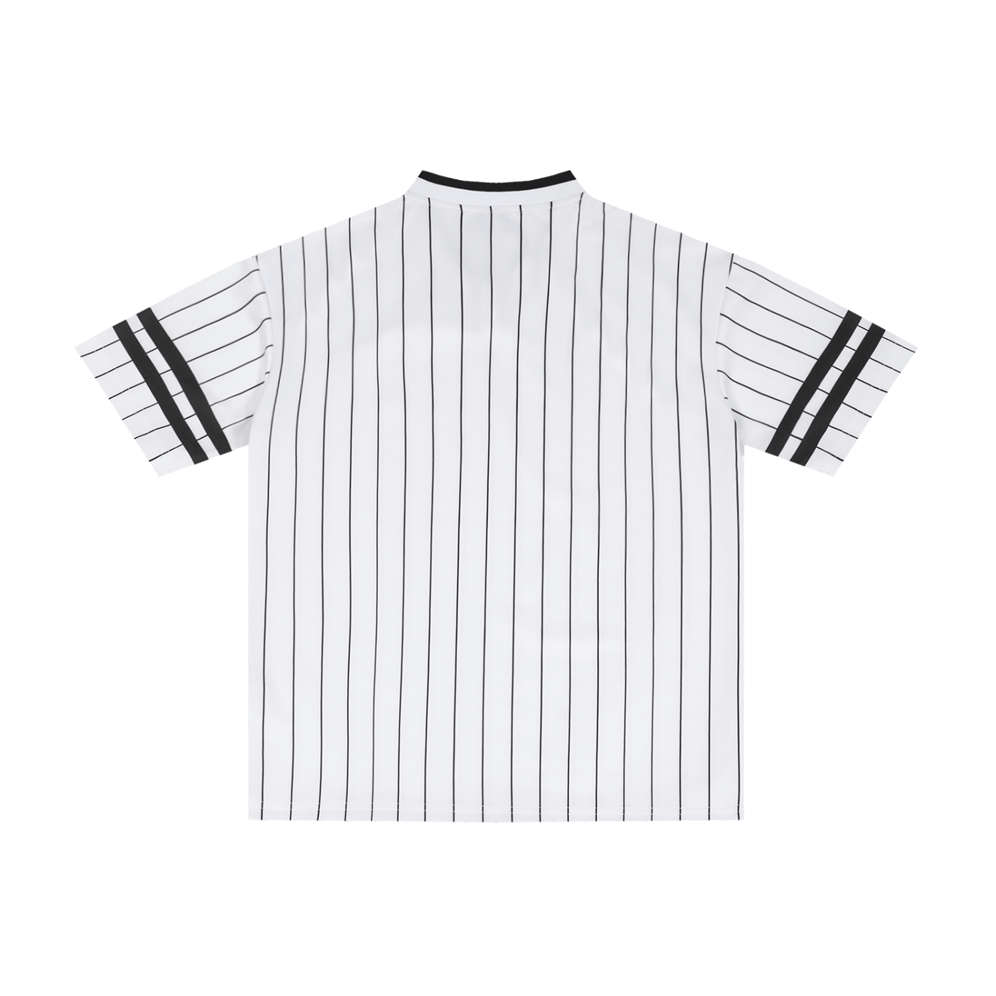 Striped loose-fit V-neck T-shirt by RAREBINO featuring a casual design and multicolor horizontal stripes.