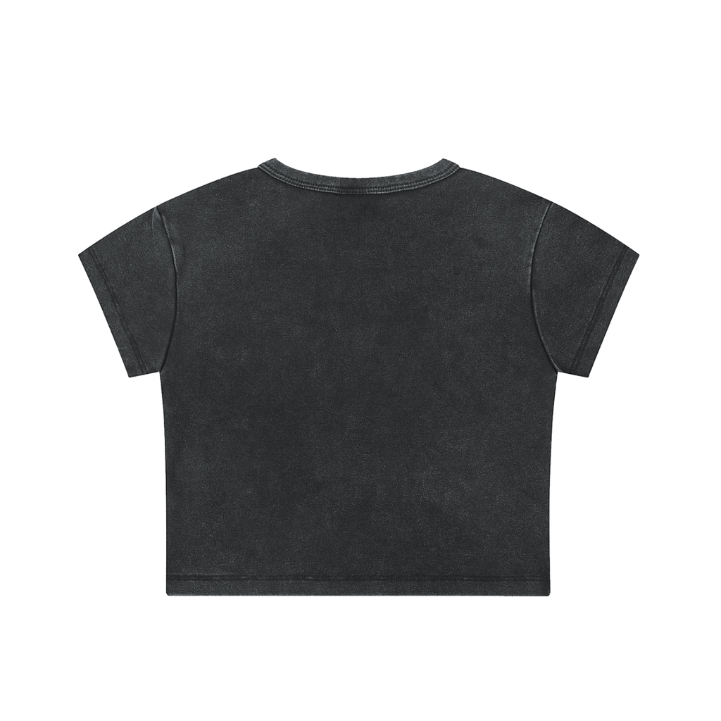 Snow Washed Crop Top by RAREBINO featuring a relaxed fit, soft fabric, and a stylish cropped design.