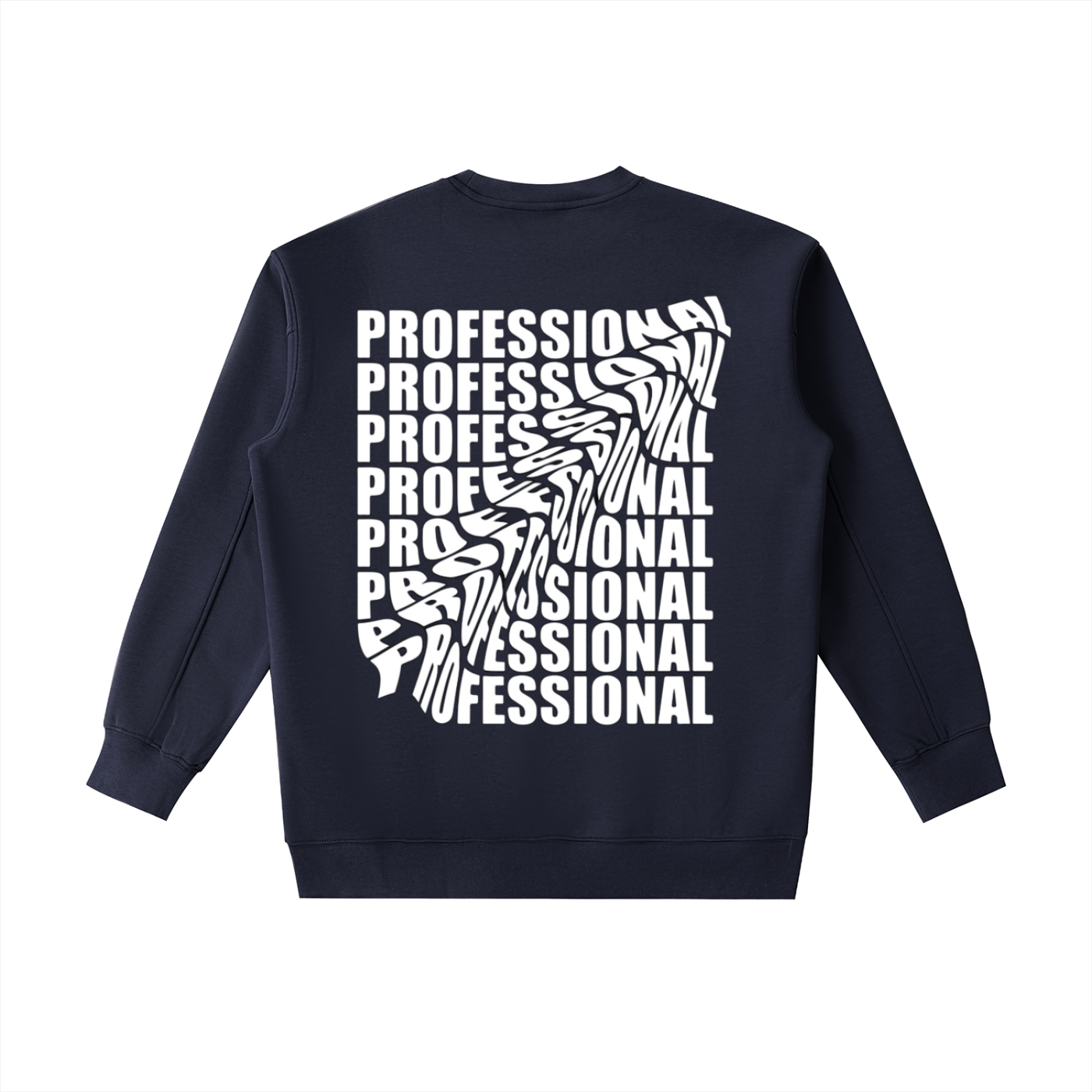 Black RAREBINO Essential Heavyweight Crewneck Sweatshirt displayed on a hanger with a close-up of the fabric texture.