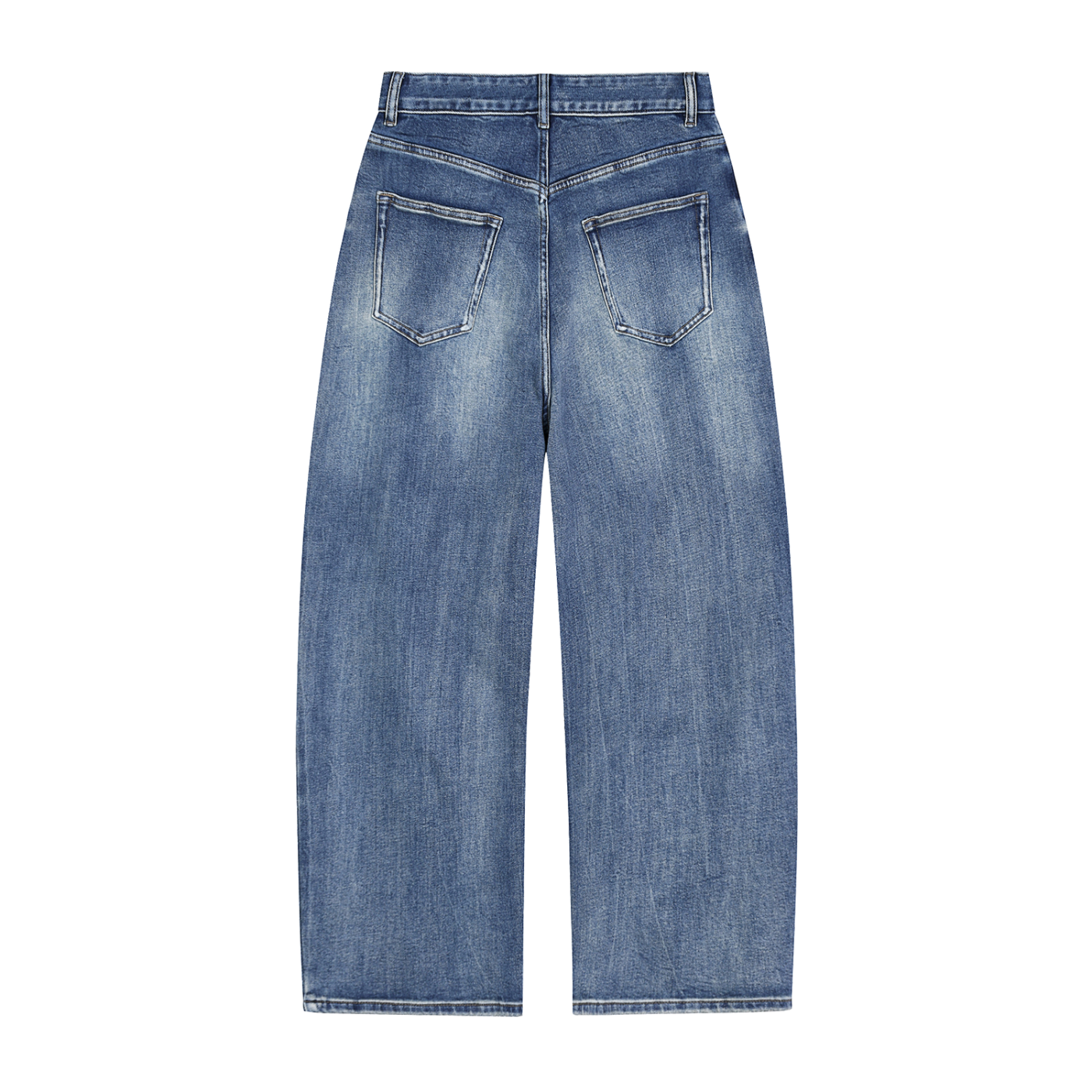 Rarebino sun fade heavyweight denim jeans showing a relaxed fit and light fading on dark denim fabric.