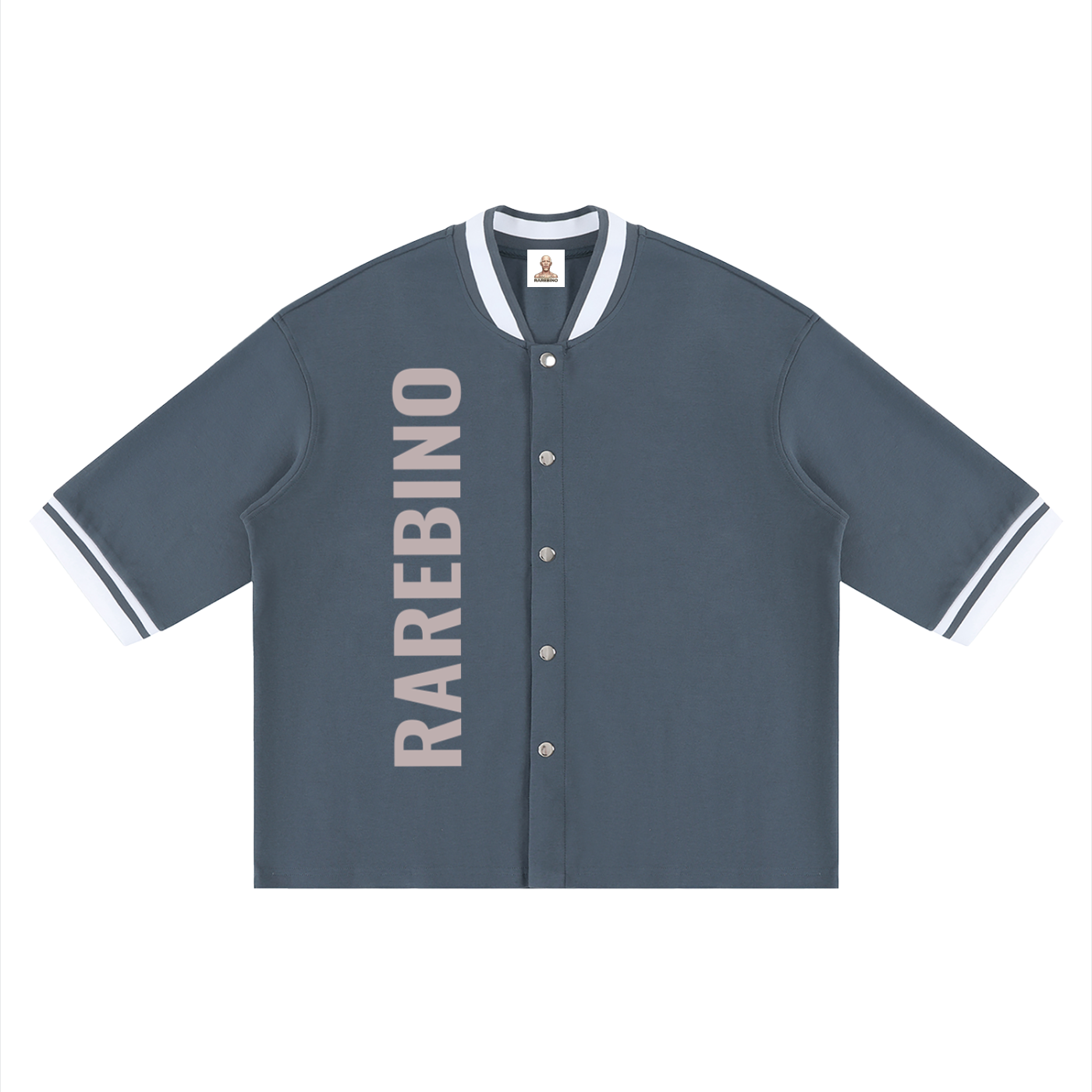 Boxy heavyweight baseball jersey by RAREBINO featuring a classic design, with team-inspired colors and durable fabric.