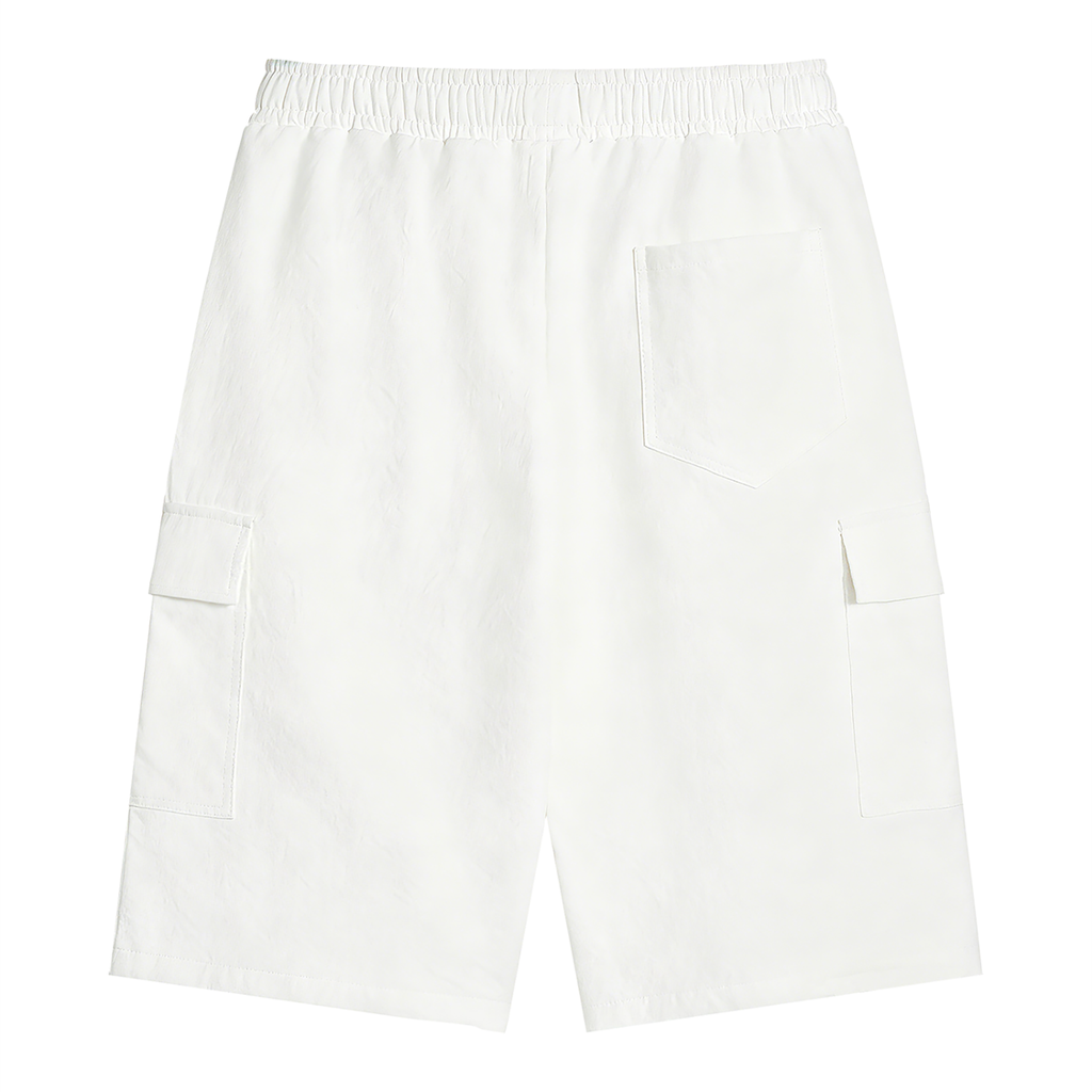 RAREBINO drawstring cargo shorts with multiple pockets, made from lightweight fabric, perfect for casual summer wear.