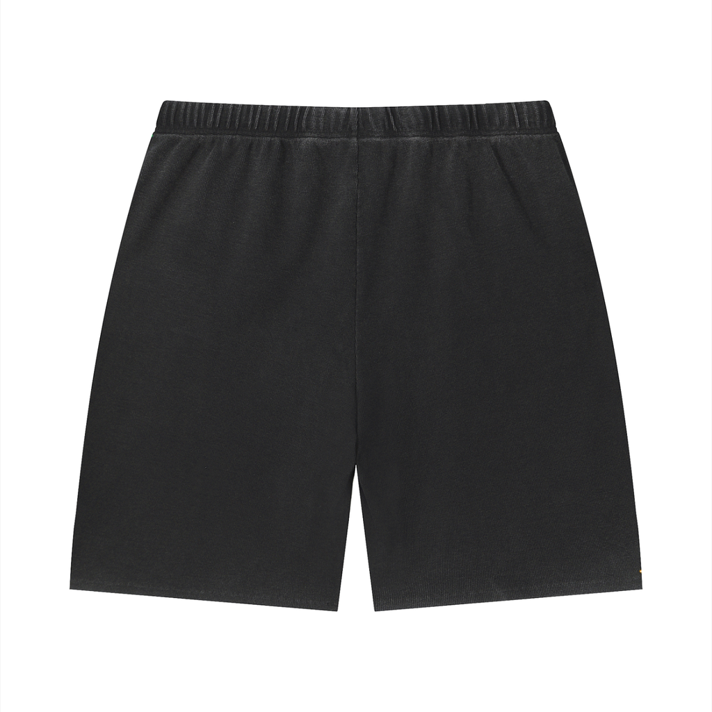 Rarebino Wash Sunfade Waffle Raw Hem Shorts shown with distressed denim style and raw hem detail on light sunfaded fabric.