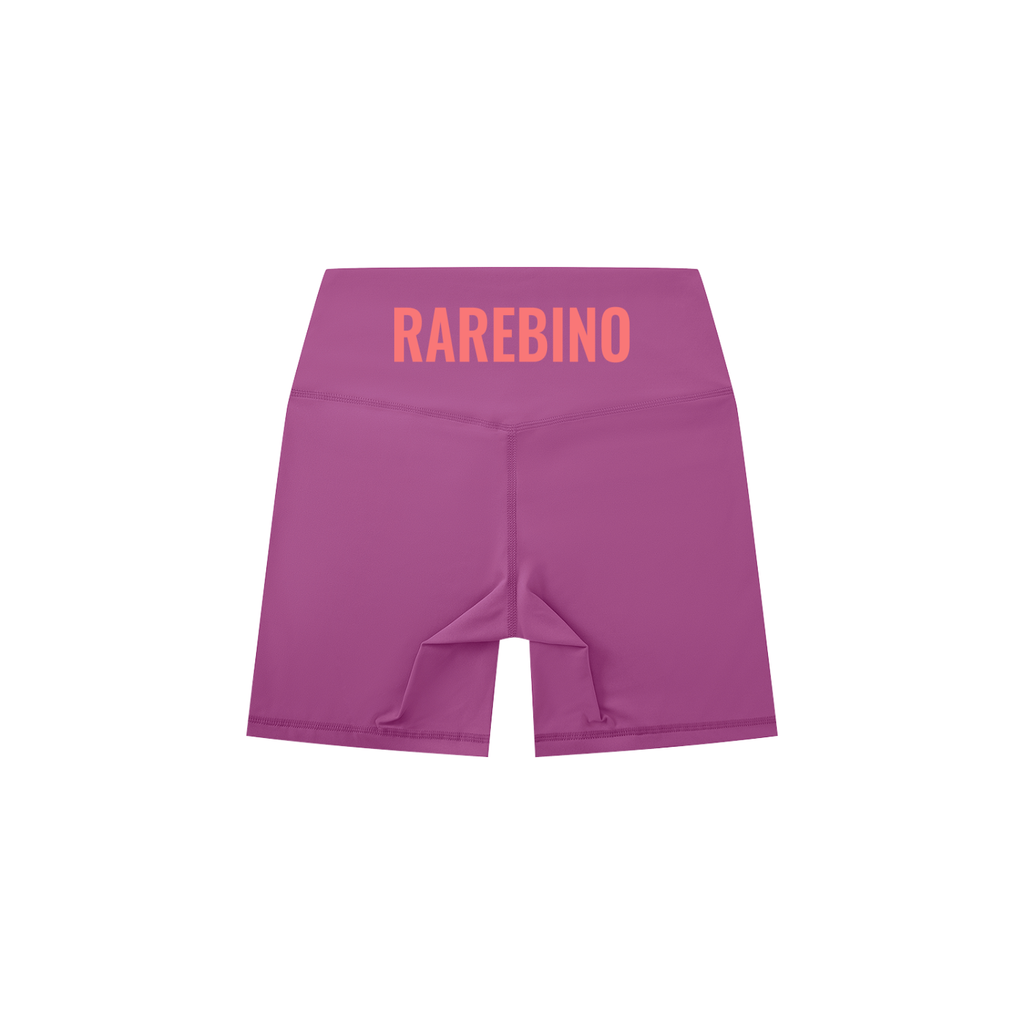 Black high-waisted biker shorts by RAREBINO, fitted and stretchy, shown on a model for activewear and casual wear style.