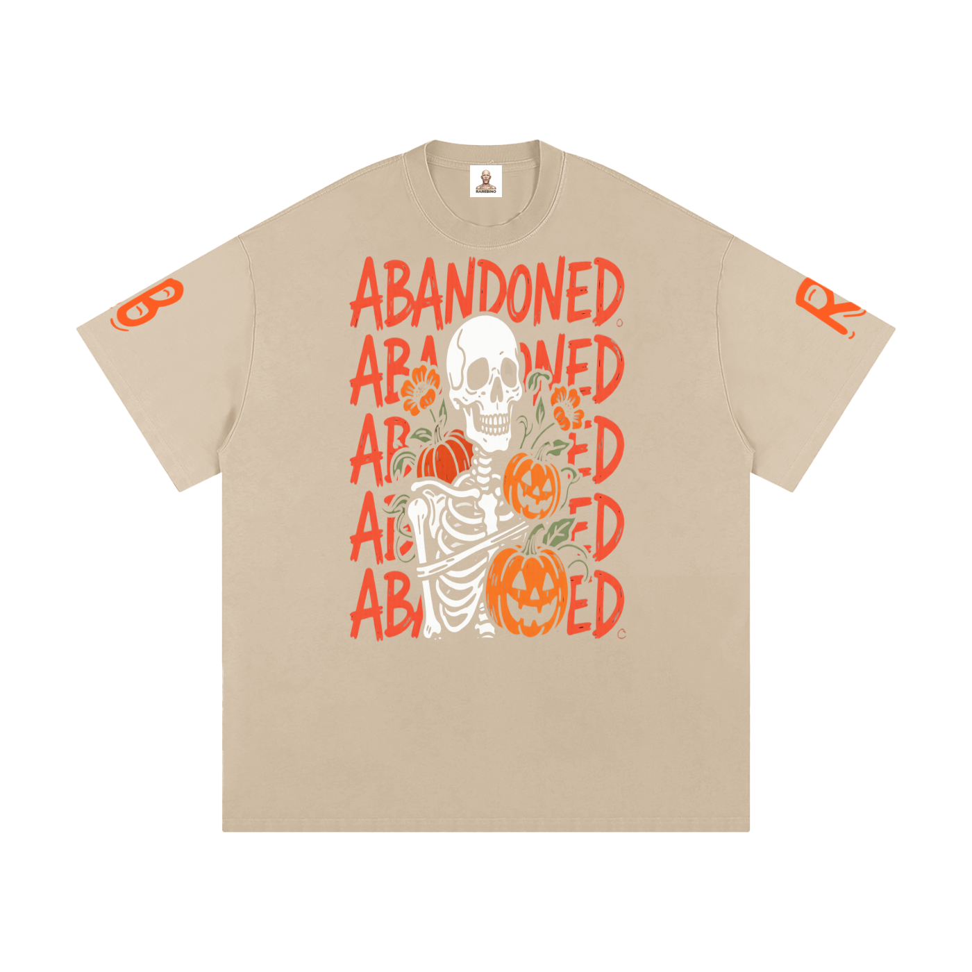 Loose fit heavyweight T-shirt by RAREBINO in neutral color, showcasing relaxed style and durable fabric.