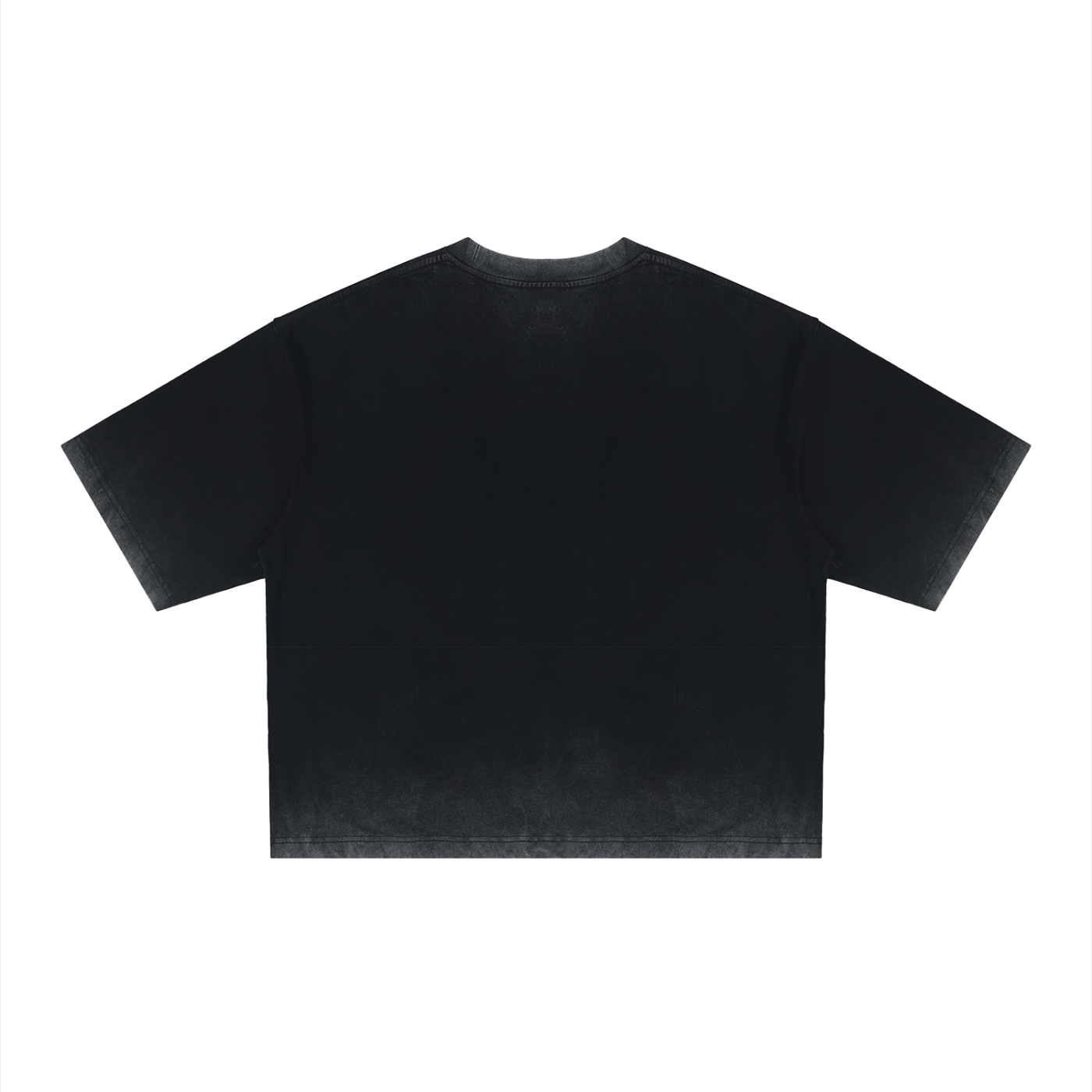 Reverse dyed boxy T-shirt by RAREBINO featuring a relaxed fit and unique color variation, displayed on a plain background.