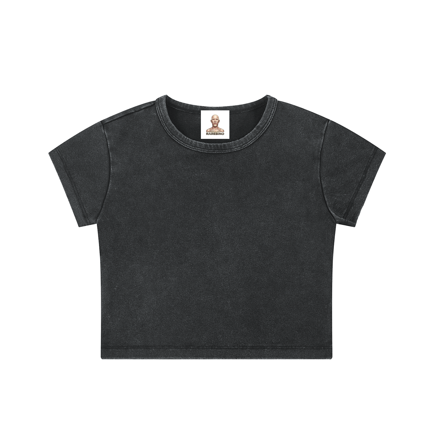 Snow Washed Crop Top by RAREBINO, featuring a casual, stylish design in soft, washed fabric with a fitted silhouette.