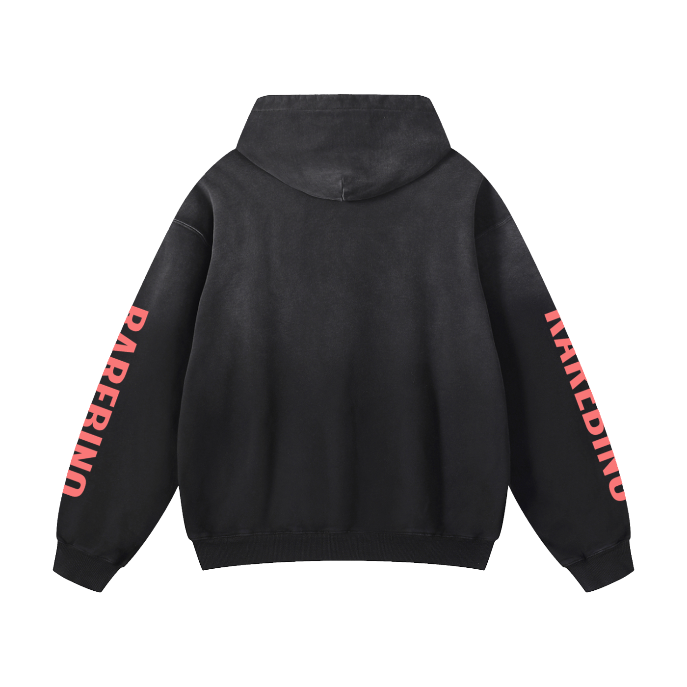 Rarebino heavyweight sunfade oversized hoodie shown in a relaxed fit with sun-faded fabric and bold branding details.