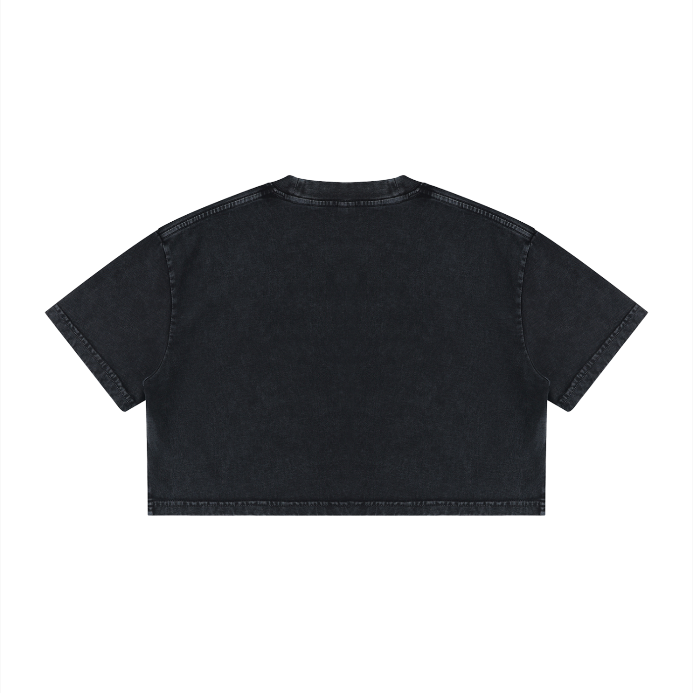 Mineral wash cotton crop T-shirt by RAREBINO, showing a relaxed fit with short sleeves and a casual style.
