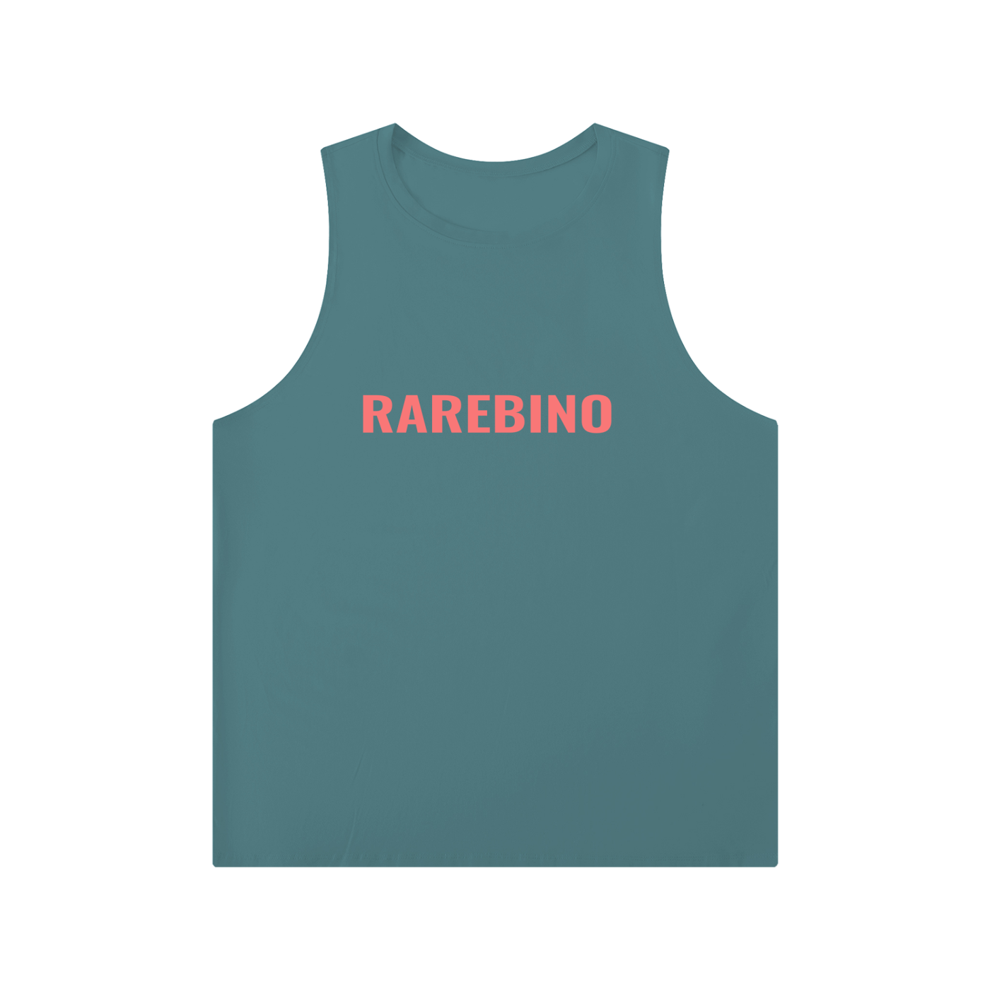 Solid color RAREBINO crewneck tank top displayed on a hanger, sleeveless and made from soft fabric, in a neutral shade.
