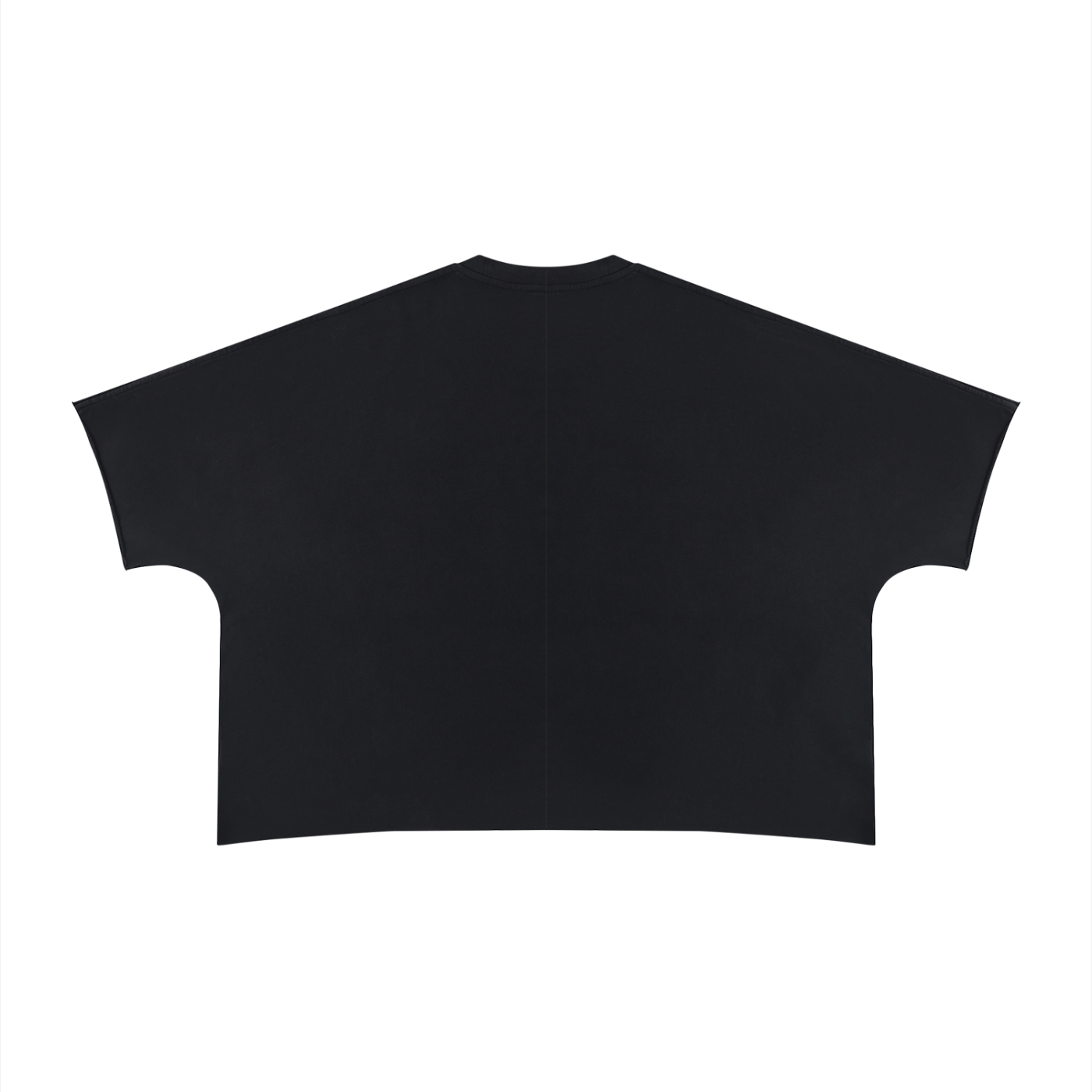 Rarebino heavyweight boxy raw edge T-shirt displayed flat with a relaxed fit and unfinished hem, showcasing casual streetwear style.