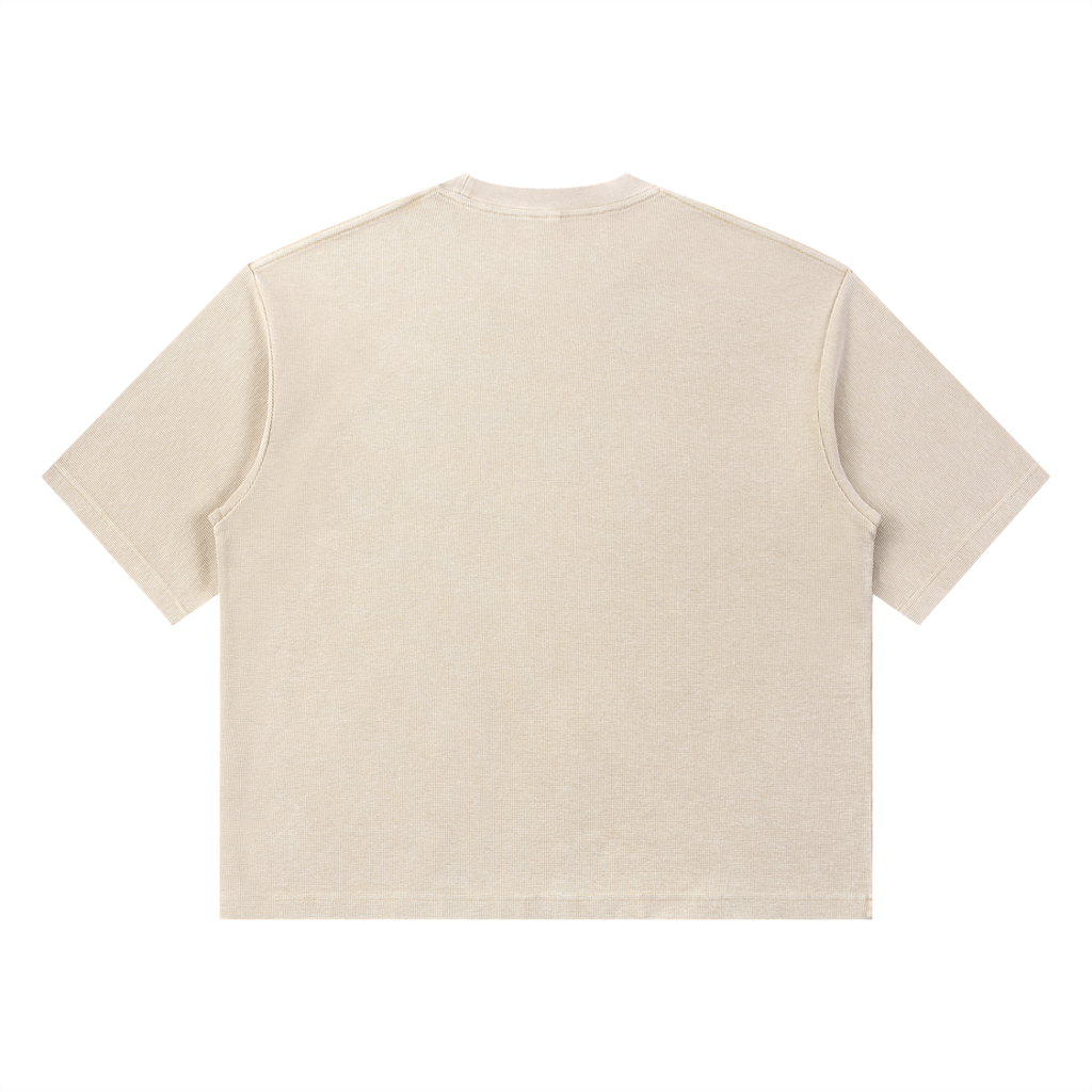 Mineral wash waffle boxy T-shirt by RAREBINO featuring a relaxed fit and textured fabric in natural tones.