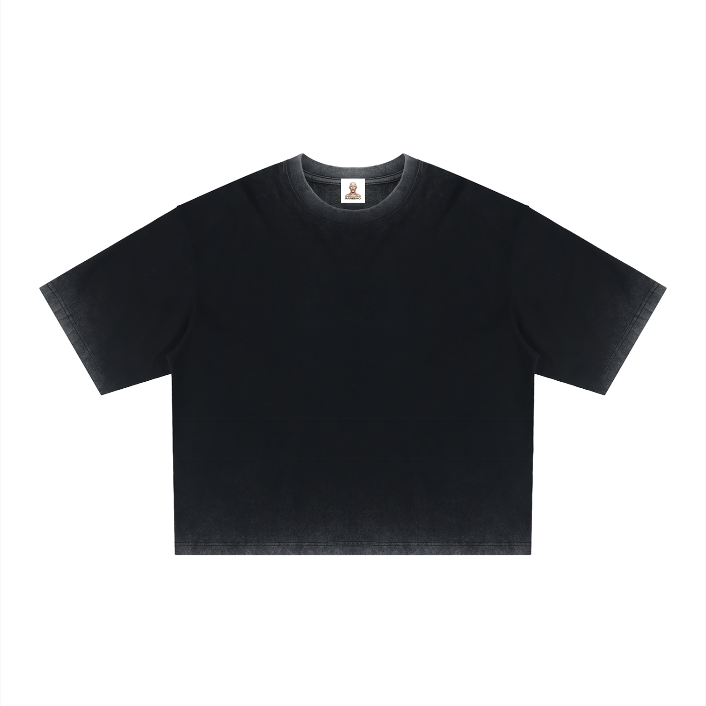 Reverse dyed boxy T-shirt by RAREBINO showing a relaxed fit with bold color variations and casual style on a plain background.