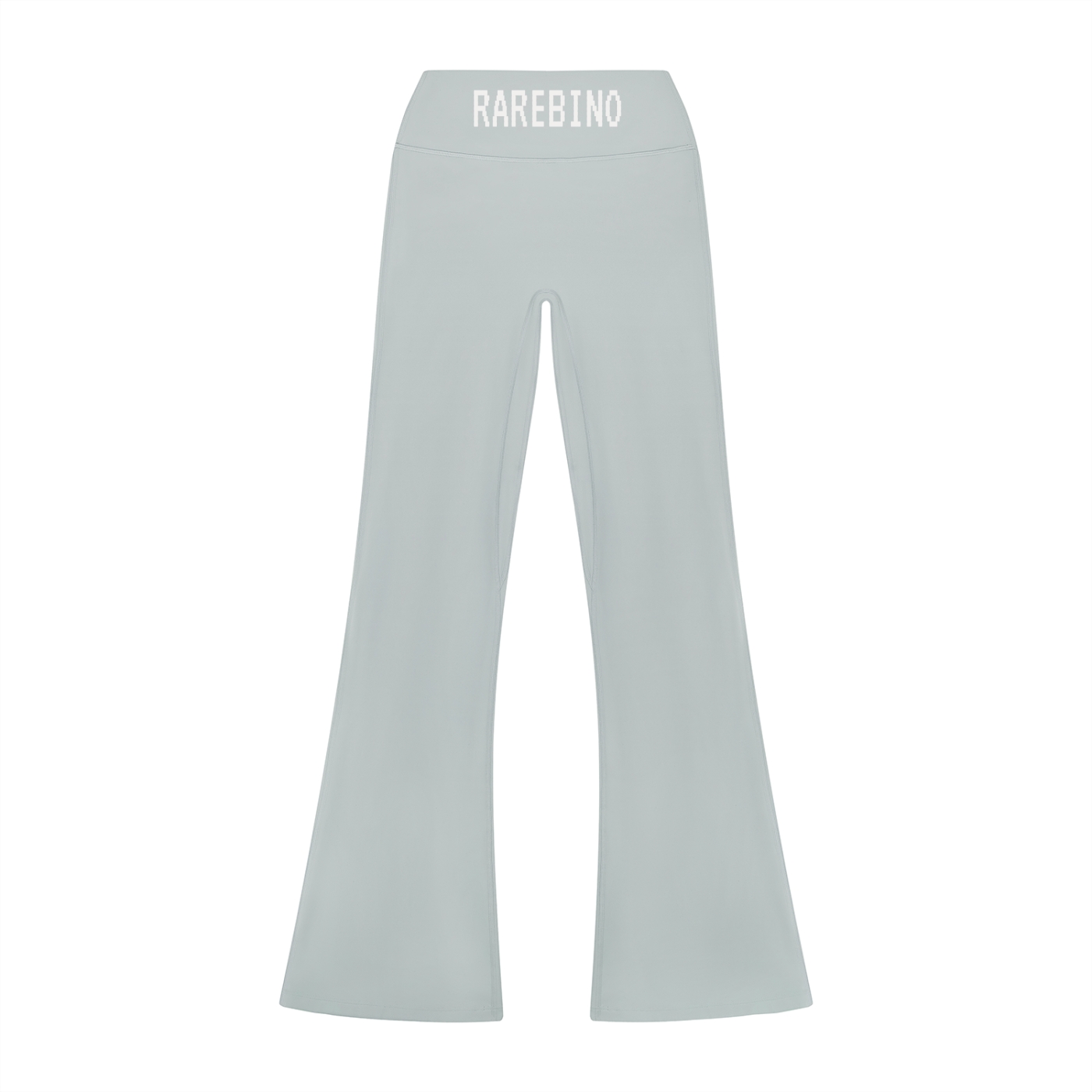 Rarebino high rise flared leggings shown on a model, featuring a snug fit at the waist and wide flared legs for a stylish look.