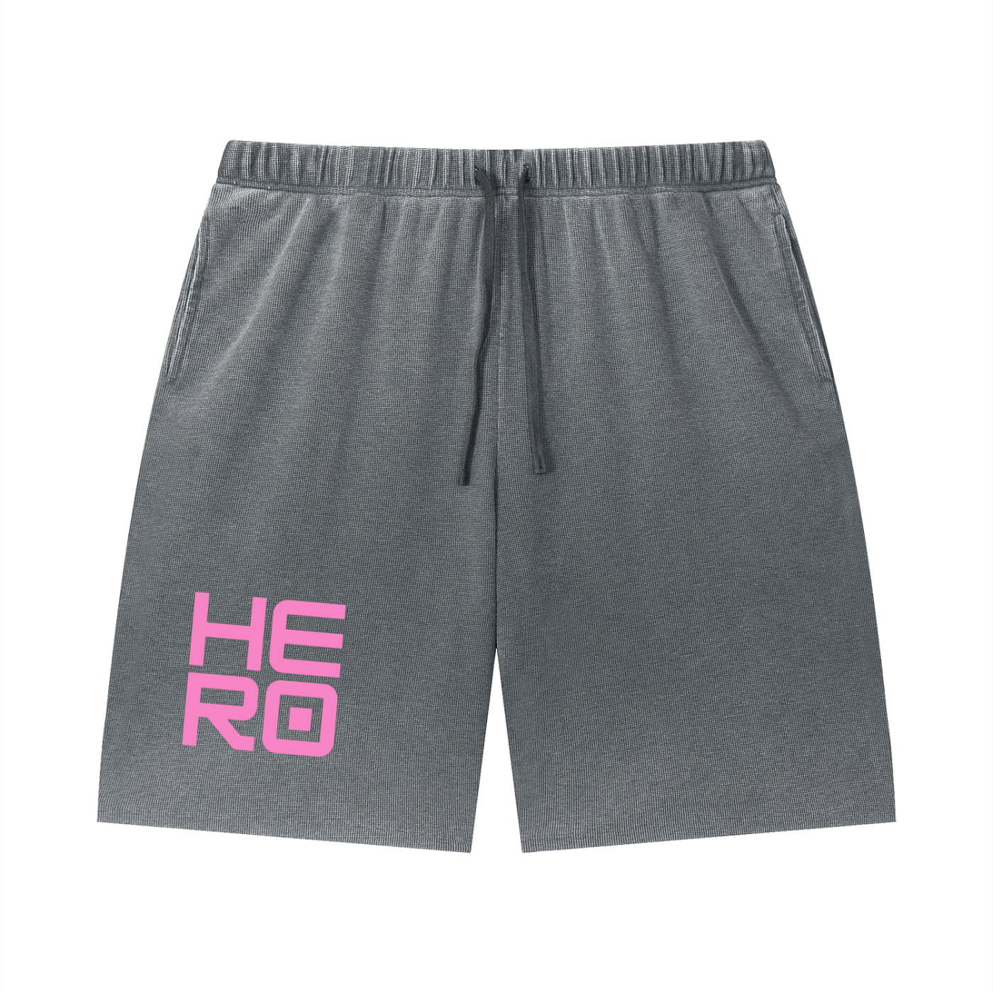 Rarebino Wash Sunfade Waffle Raw Hem Shorts, beige casual shorts with distressed raw hem and sunfade wash detail.