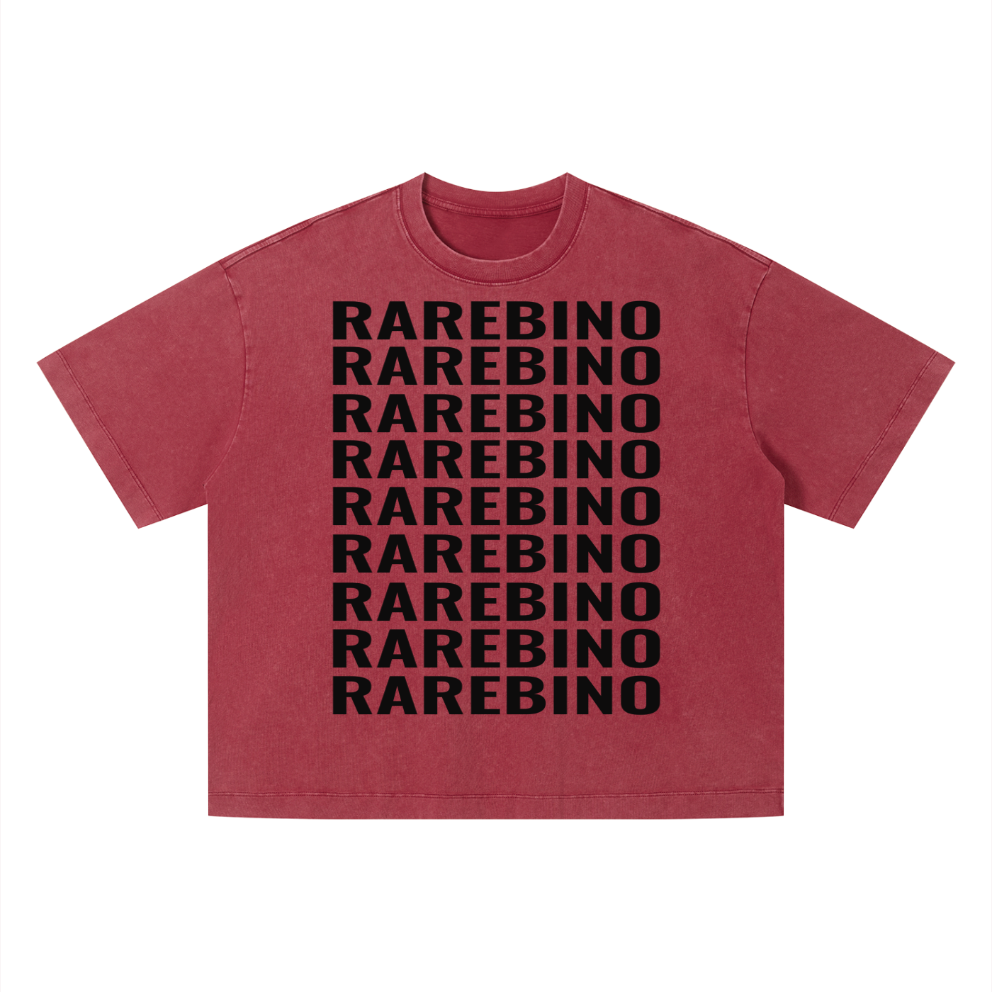 Vintage wash boxy T-shirt by RAREBINO featuring a relaxed fit and faded fabric, displayed on a plain background.