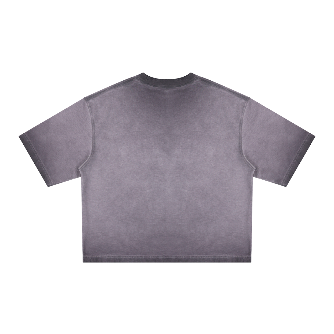 Reverse dyed boxy T-shirt by RAREBINO featuring a relaxed fit and unique color pattern, shown on a plain background.