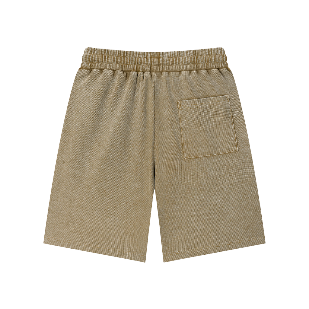 Rarebino Mineral Wash Waffle Knit Shorts shown in soft, textured fabric with an elastic waistband and relaxed fit.