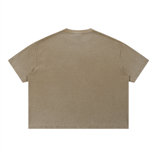 Vintage wash sunfade boxy waffle T-shirt by RAREBINO showing a relaxed fit with a textured waffle fabric and faded sun-inspired design.