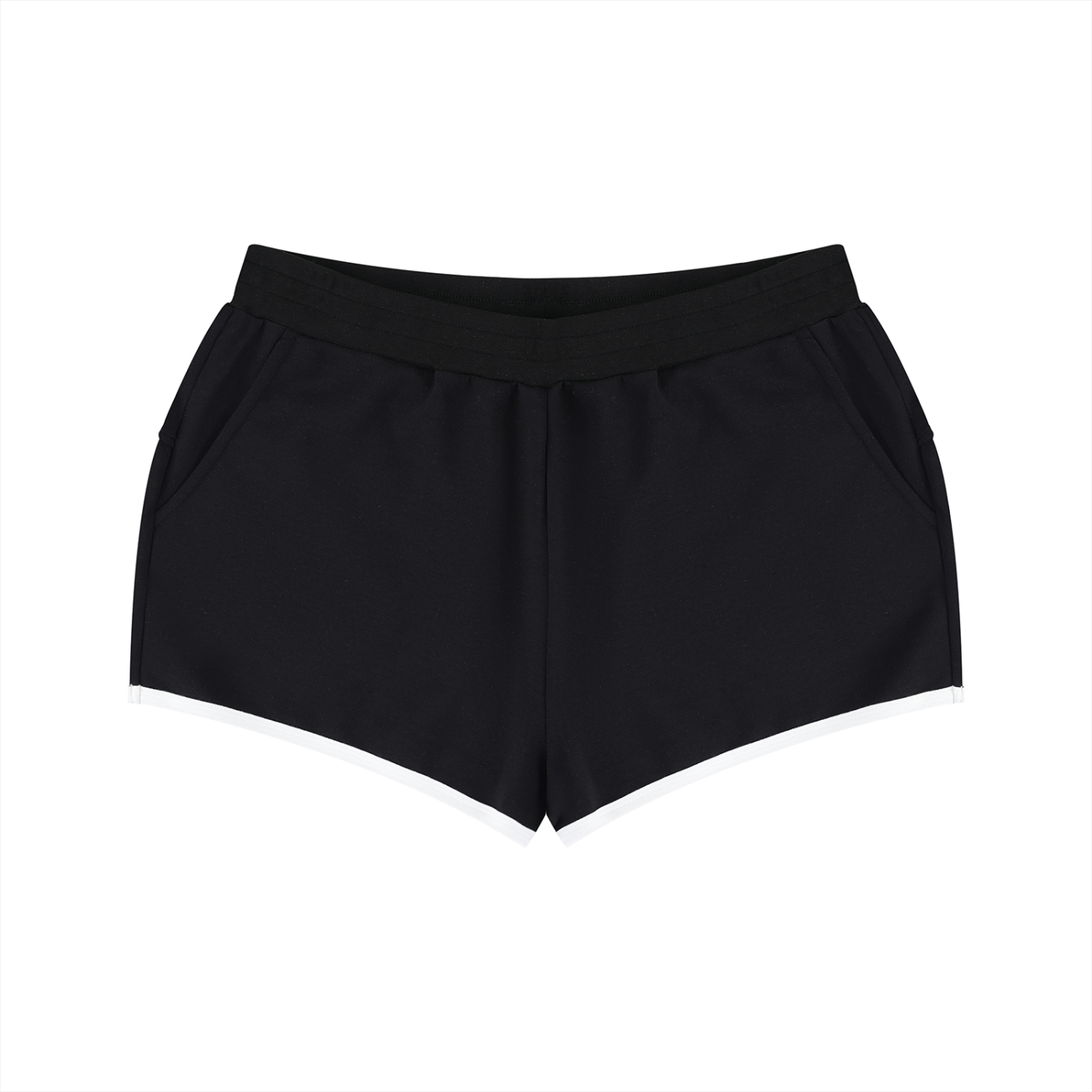 Women's retro contrast binding shorts by RAREBINO, featuring high-waisted design and vintage-inspired style with bold color accents.