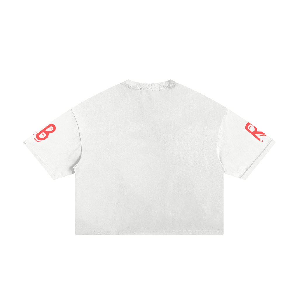 Light gray RAREBINO Classic Frayed Boxy Tee with distressed edges and relaxed fit, displayed on a plain background.