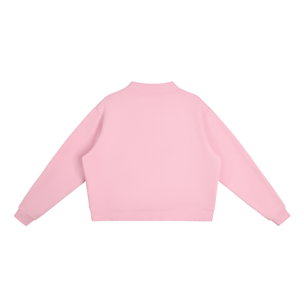 Rarebino essential fleece mock-neck crew sweatshirt, gray fleece with high collar and long sleeves, casual comfortable style.