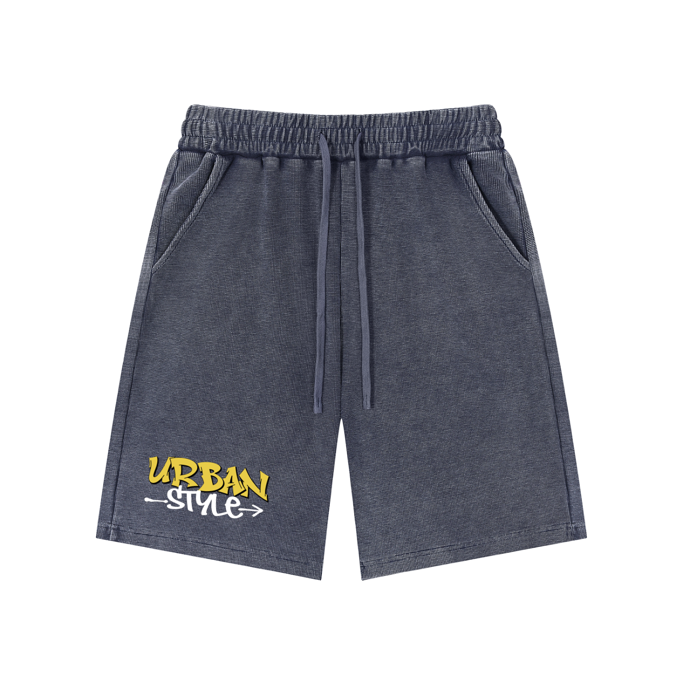 Rarebino mineral wash waffle knit shorts shown on a model, featuring a relaxed fit and soft textured fabric.