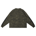 Camo loose long sleeve T-shirt by RAREBINO featuring a relaxed fit and camouflage pattern, casual streetwear style.
