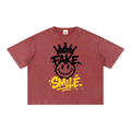Mineral Wash Boxy Cotton T-Shirt by RAREBINO, showing a relaxed fit with mineral wash texture and short sleeves.