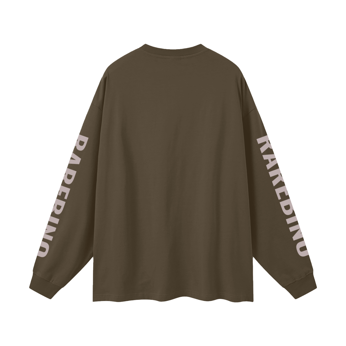 Oversized RAREBINO long sleeve T-shirt in soft fabric, displayed on a hanger with a relaxed fit and casual style.