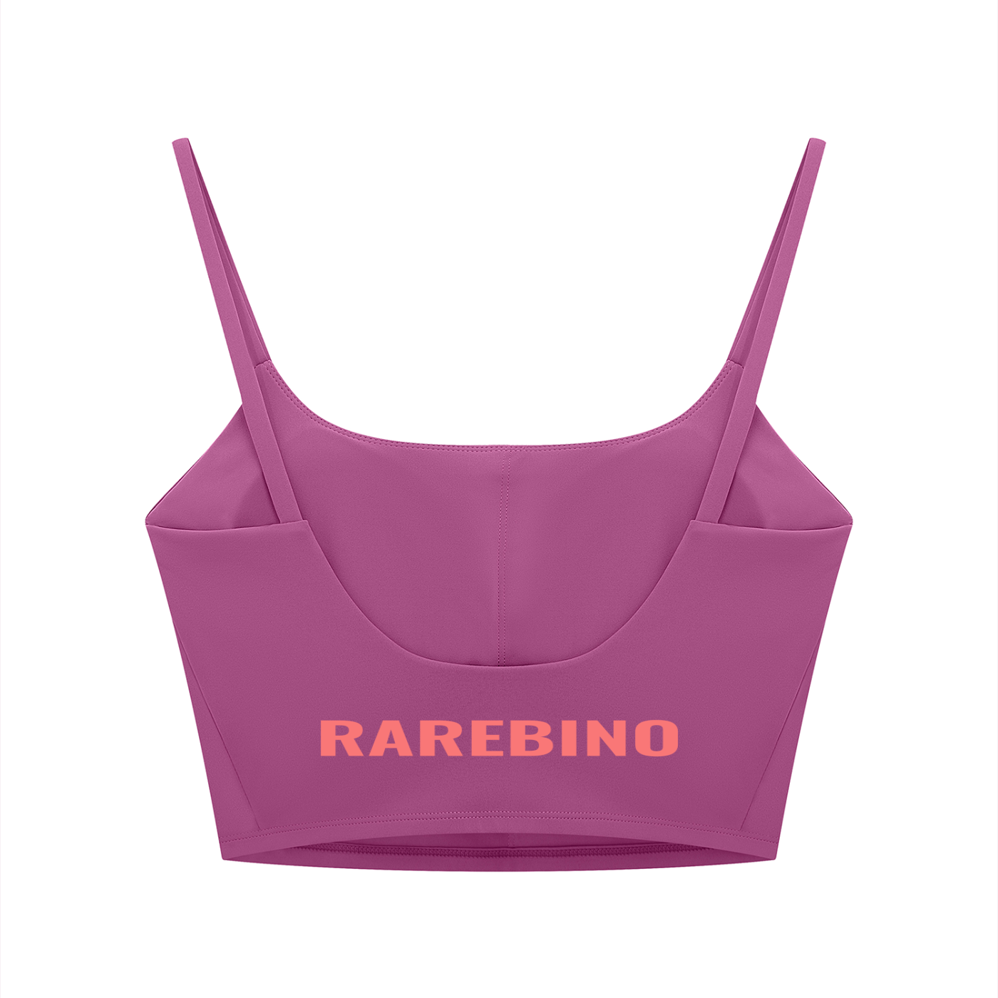 Women's solid color sports bra by RAREBINO, showing a comfortable fit and smooth fabric in a neutral shade.