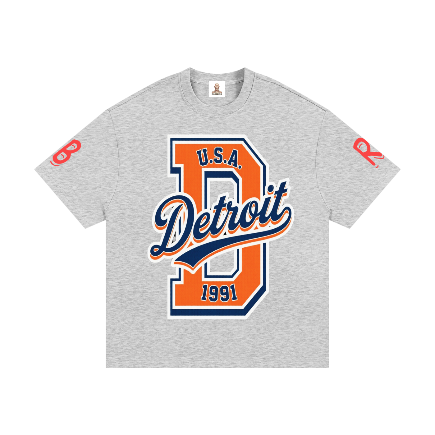 Heavyweight cotton T-shirt by RAREBINO in a solid color, showcasing a relaxed fit and durable fabric.