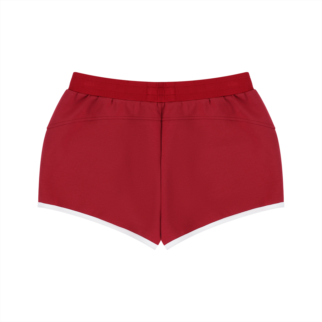 Women's retro contrast binding shorts by RAREBINO, featuring a high-waist design with stylish color blocking and vintage-inspired details.
