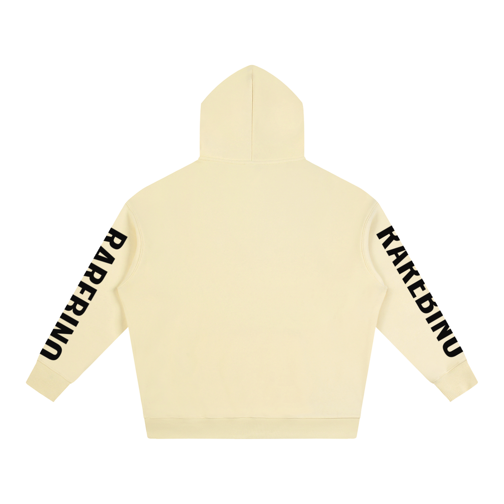 Oversize RAREBINO fleeced hoodie with a relaxed fit, soft fleece material, and a casual style in a neutral color.