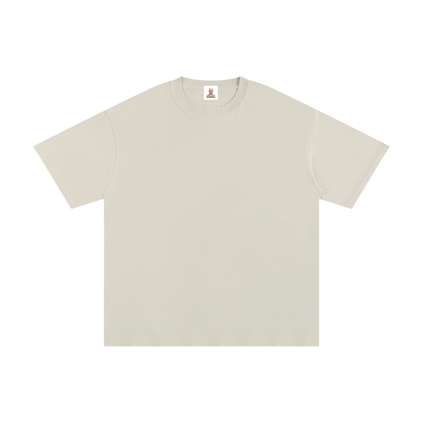 Pure white cotton T-shirt from RAREBINO with a classic fit, shown laid flat to highlight soft fabric and simple design.