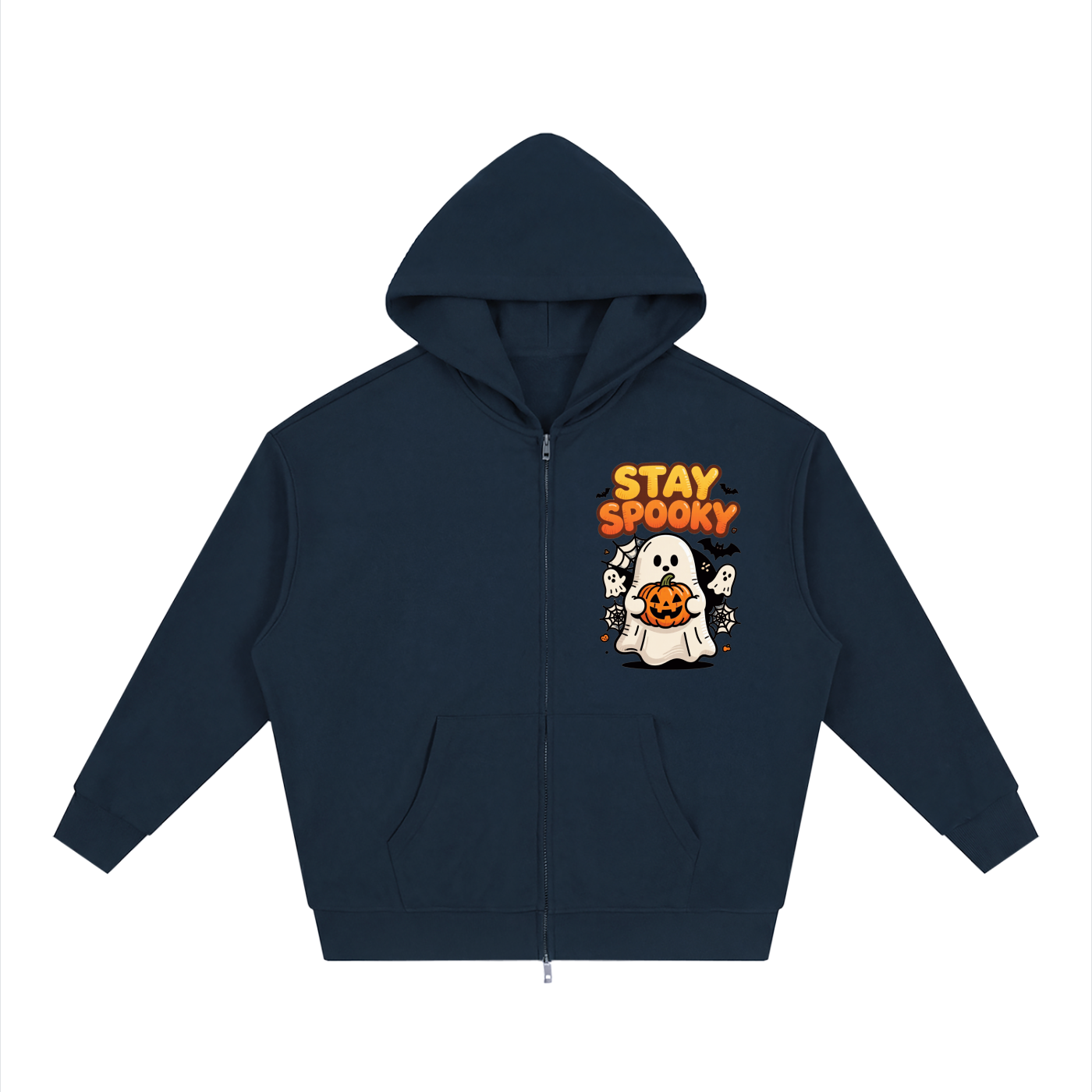 RAREBINO loose solid full zip hoodie in black, featuring a front zipper and hood, casual streetwear style.