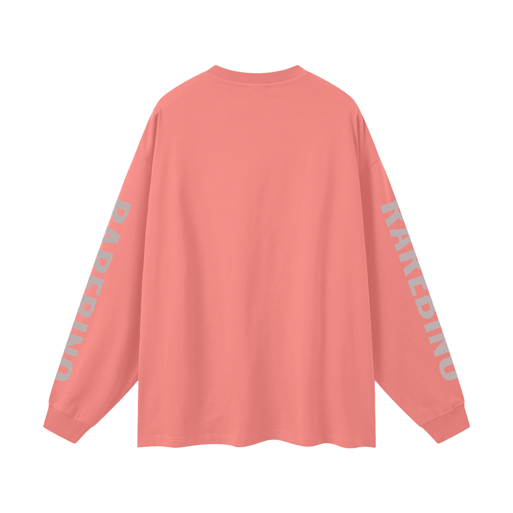 Oversized RAREBINO long sleeve T-shirt in soft fabric, featuring a relaxed fit and simple design, displayed on a plain background.