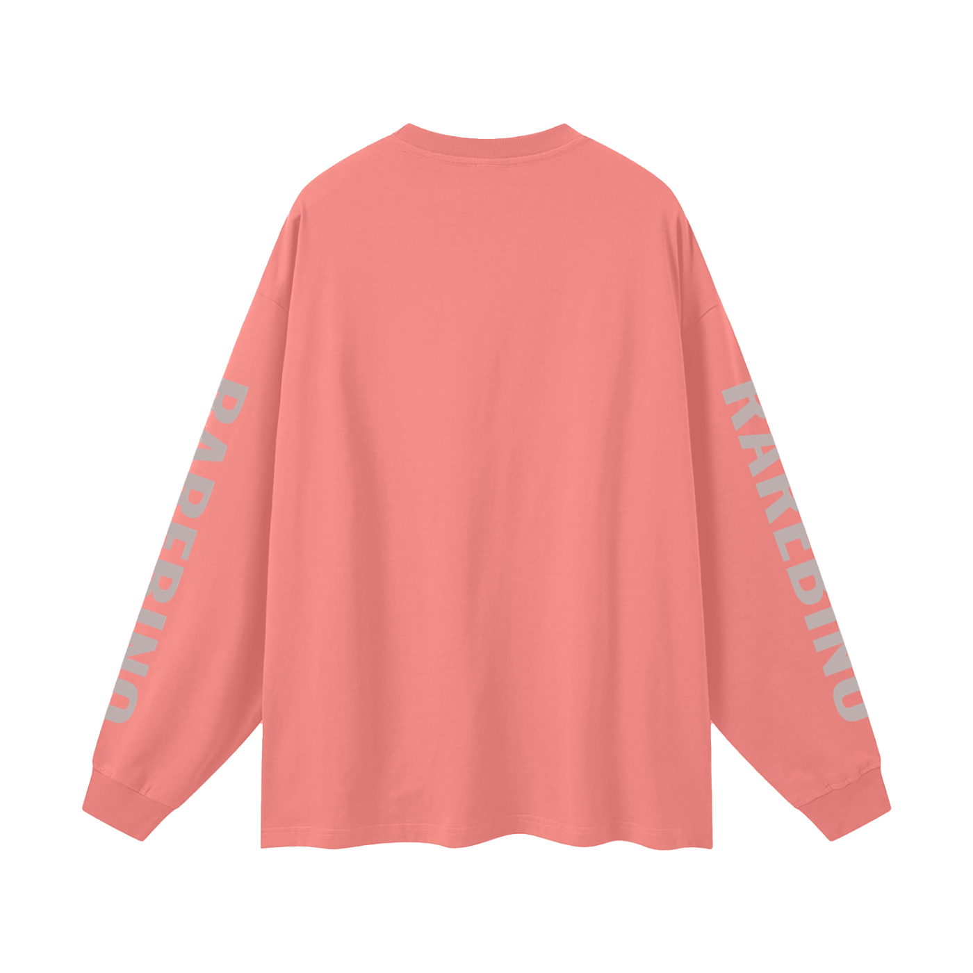 Oversized RAREBINO long sleeve T-shirt in soft fabric, featuring a relaxed fit and simple design, displayed on a plain background.
