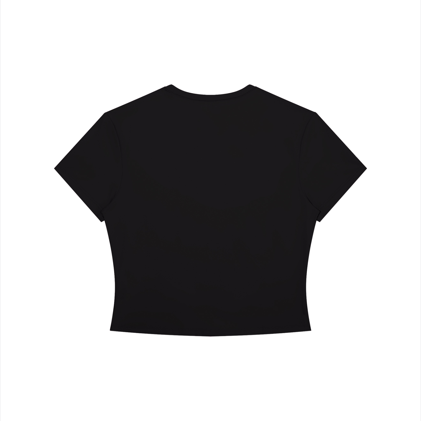 Cream crewneck crop T-shirt by RAREBINO featuring a fitted style and soft fabric, shown on a model with a casual background.