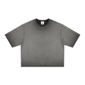 Reverse dyed boxy T-shirt by RAREBINO featuring a relaxed fit and unique color pattern, shown on a white background.