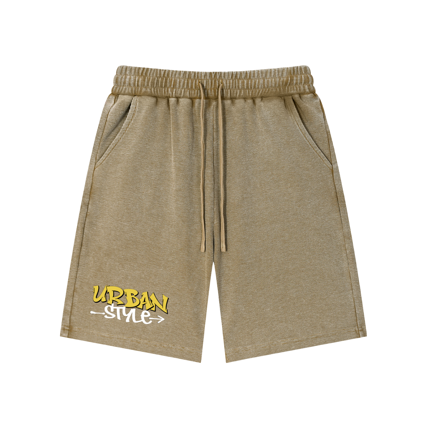 Rarebino Mineral Wash Waffle Knit Shorts, casual men's shorts with a textured waffle pattern and mineral wash finish.