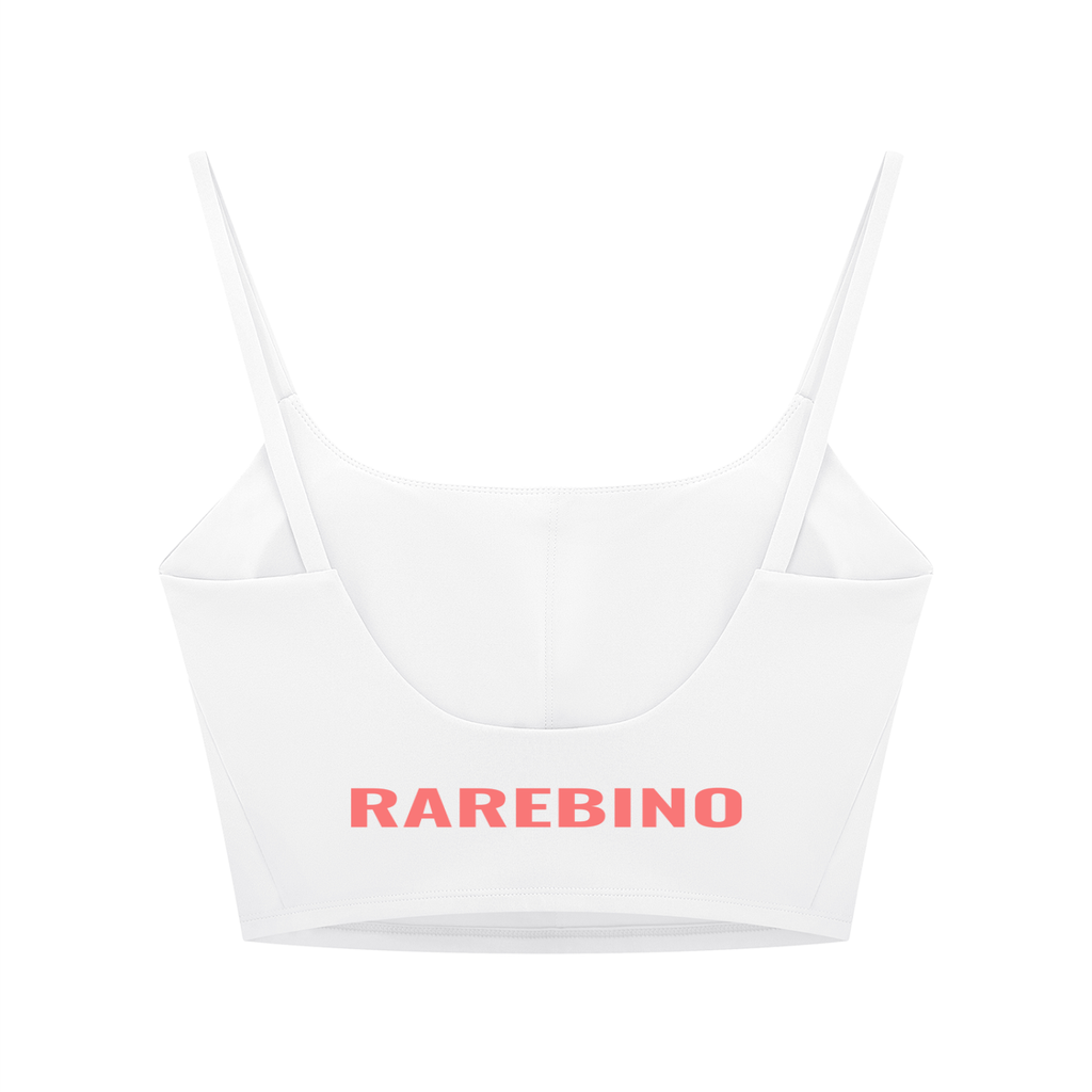Women's solid color sports bra by RAREBINO, featuring a comfortable fit and supportive design for active wear.