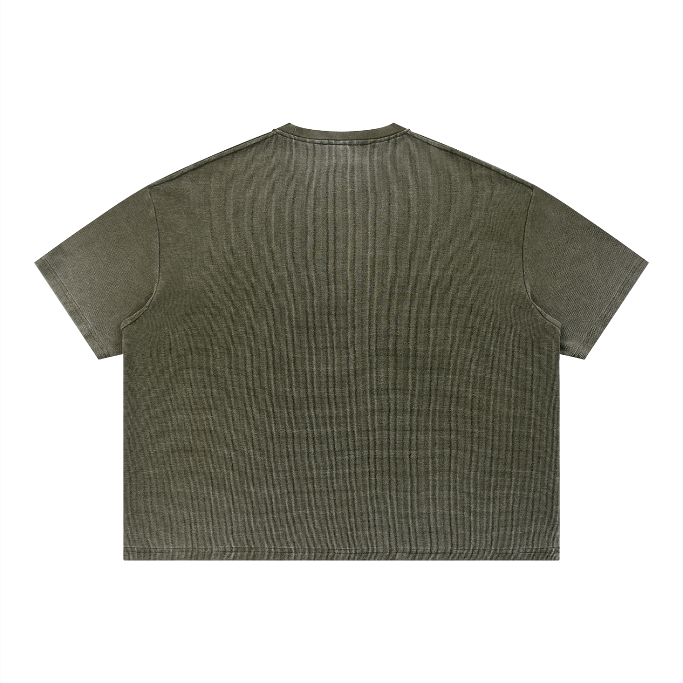 Vintage Wash Sunfade Boxy Waffle T-Shirt by RAREBINO, featuring a textured waffle knit and a sunfaded vintage wash look.
