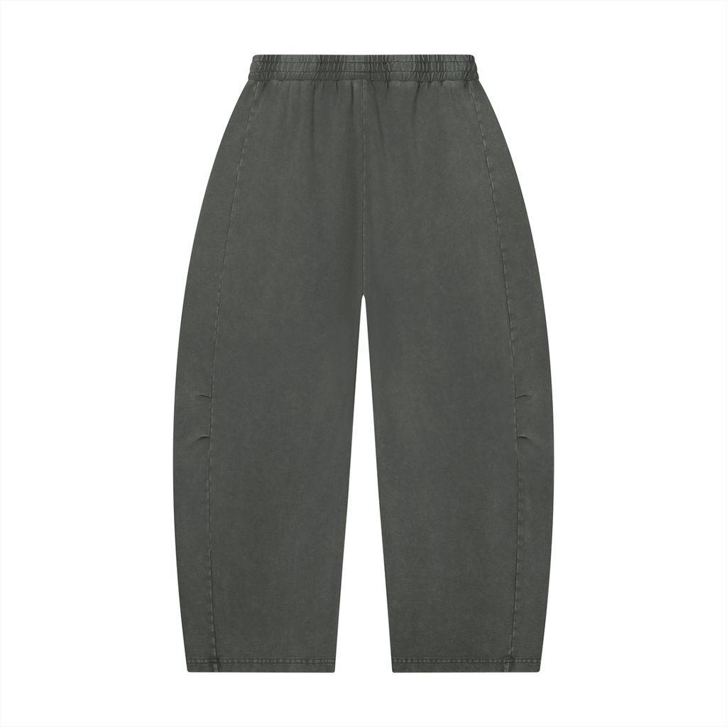 Mineral Wash Barrel Leg Pants by RAREBINO showing relaxed fit, light wash denim with barrel-style legs and classic five-pocket design.