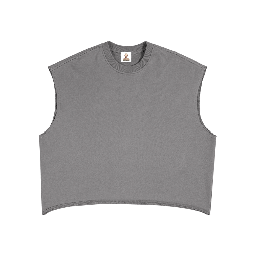 Light grey French Terry boxy tank top from RAREBINO, featuring a relaxed fit and sleeveless design.
