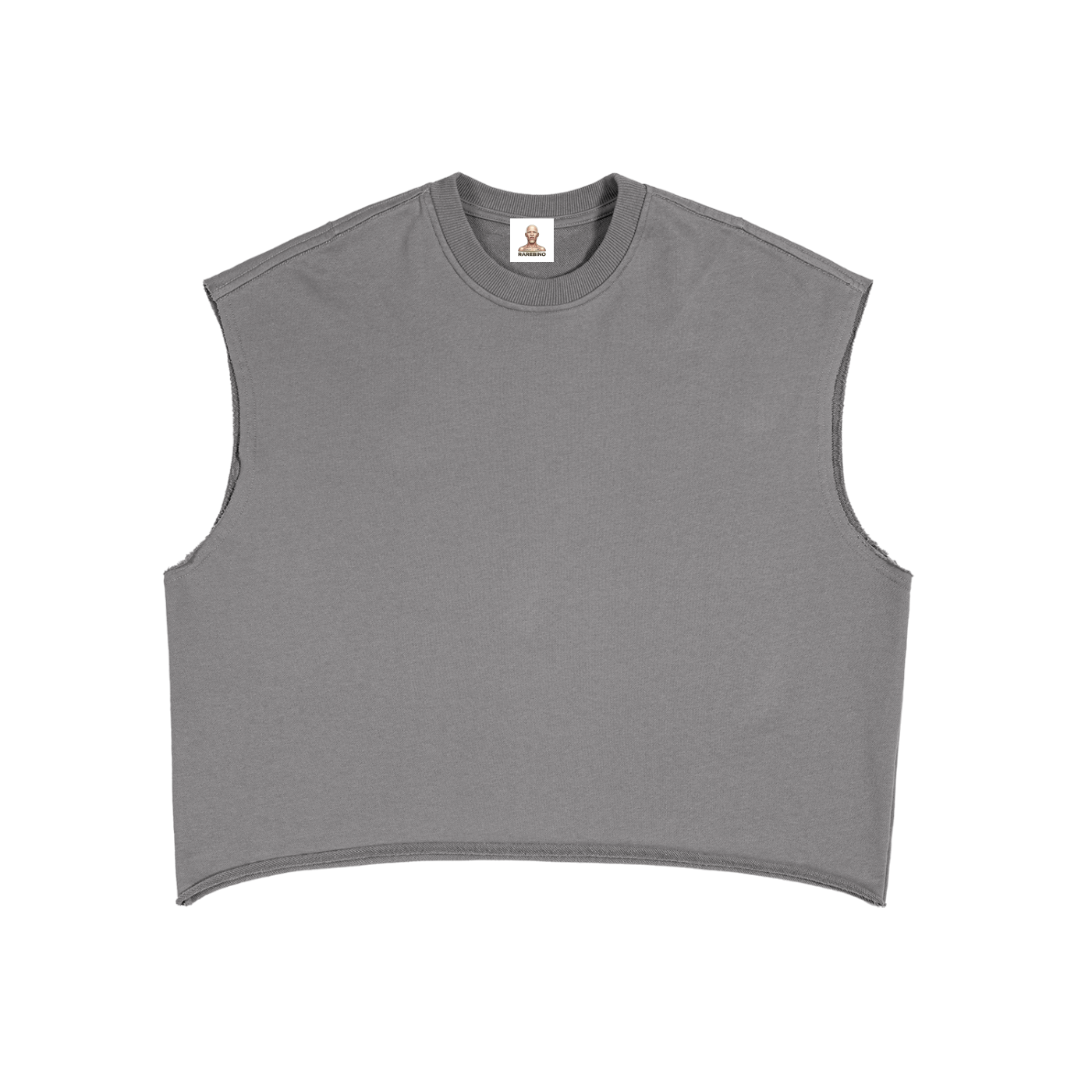 Light grey French Terry boxy tank top from RAREBINO, featuring a relaxed fit and sleeveless design.