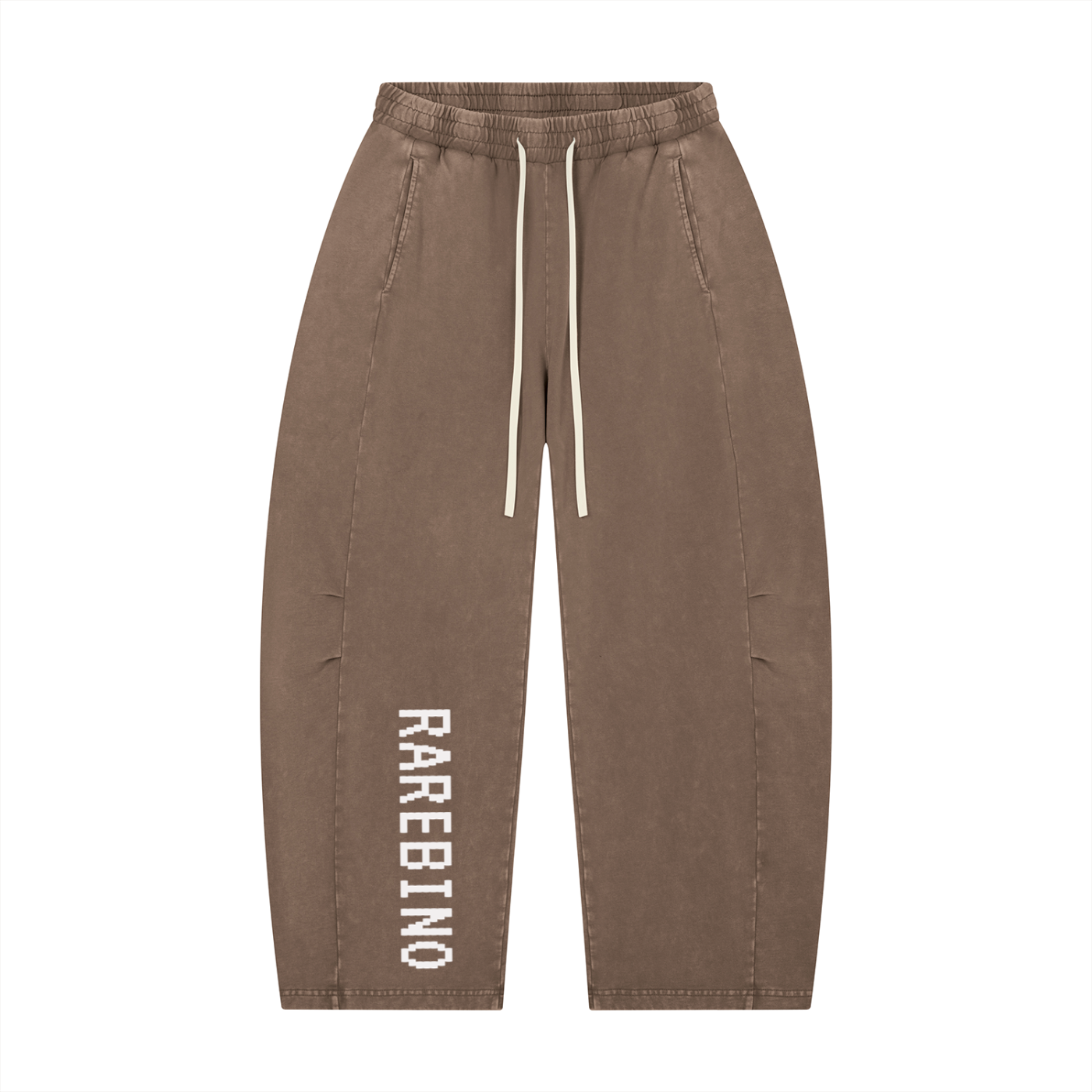 Rarebino Mineral Wash Barrel Leg Pants displayed on a model, showcasing relaxed fit and washed denim texture.